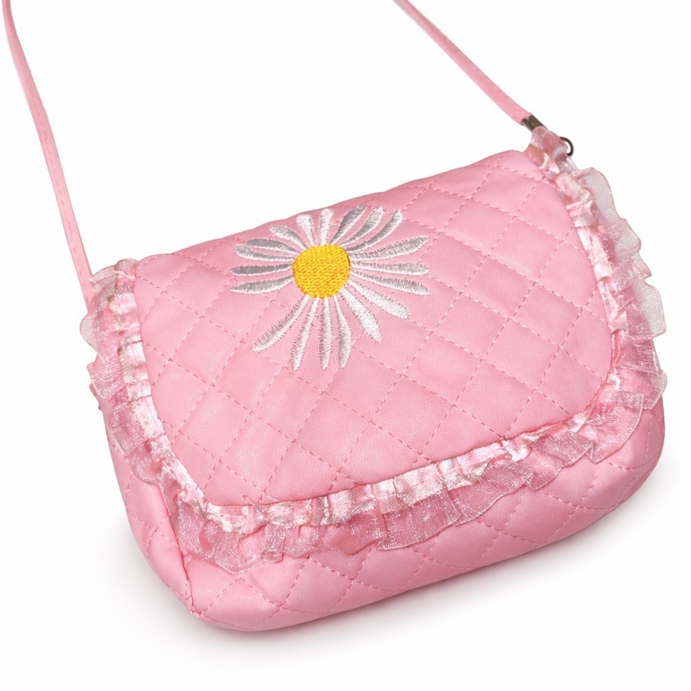 Pink Quilted Bag with Daisy Embroidery Toddler Purse